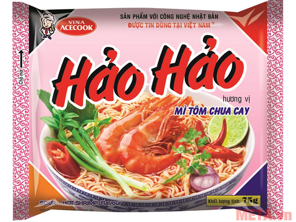 Hao Hao Instant Noodles Hot & Sour Shrimp Flavor Bag 75gx30